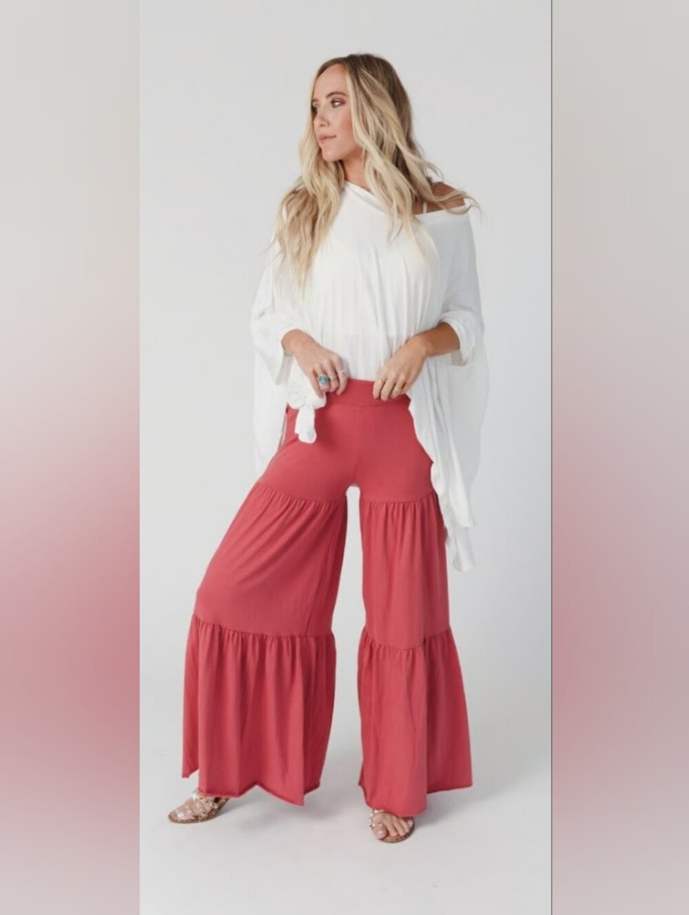 Love 83 PINK 3 Tier Size 2xl Wide Leg Pant NWT